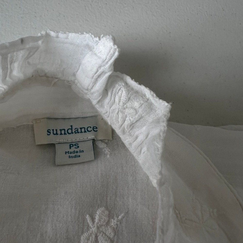 Sundance Ruffled Embroidered Sheer Cotton Gauze Coquette Top Sz S Petite *note - Picture 9 of 10